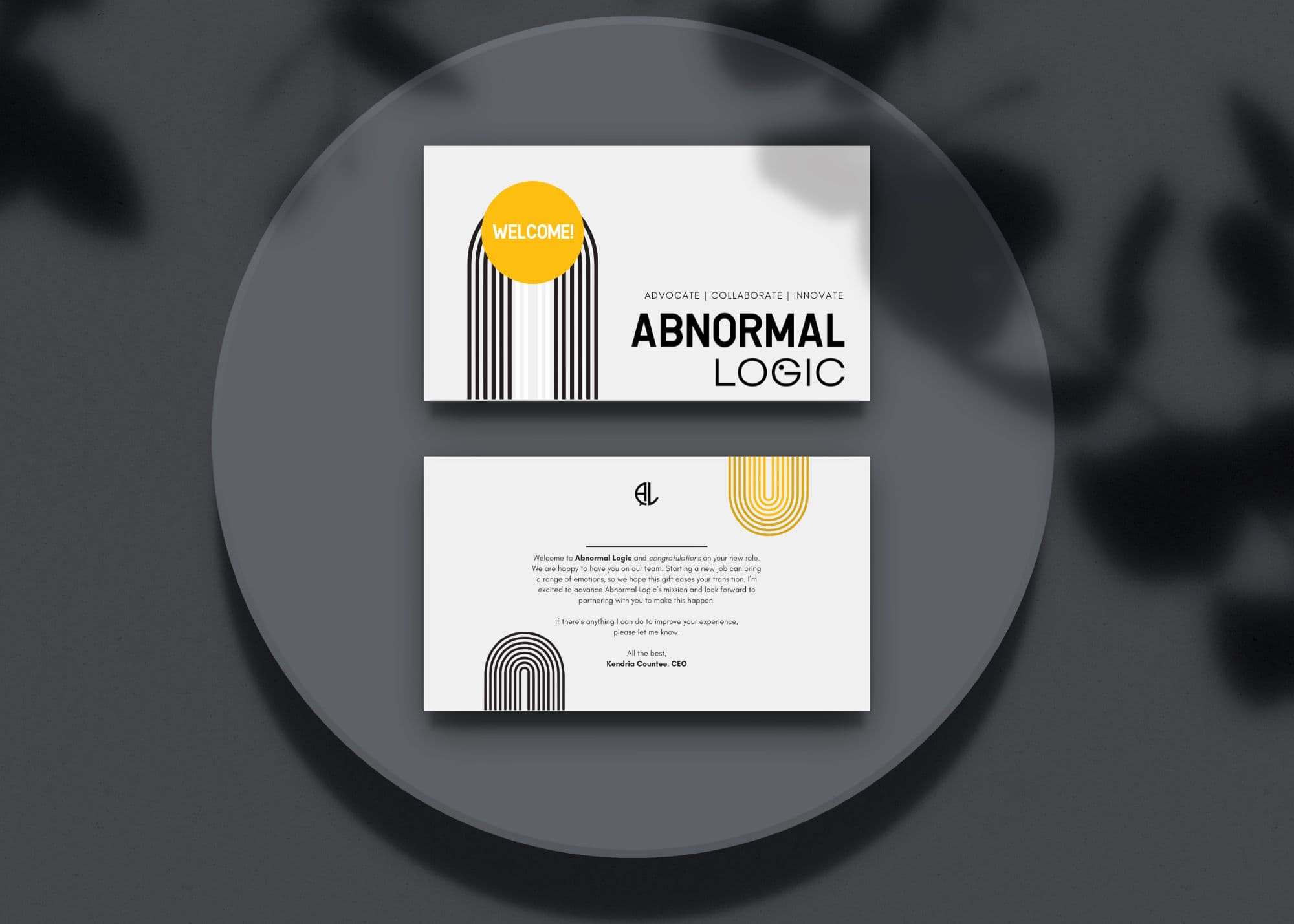 Company Welcome Card Design by Jennifer Lynn Design Studio