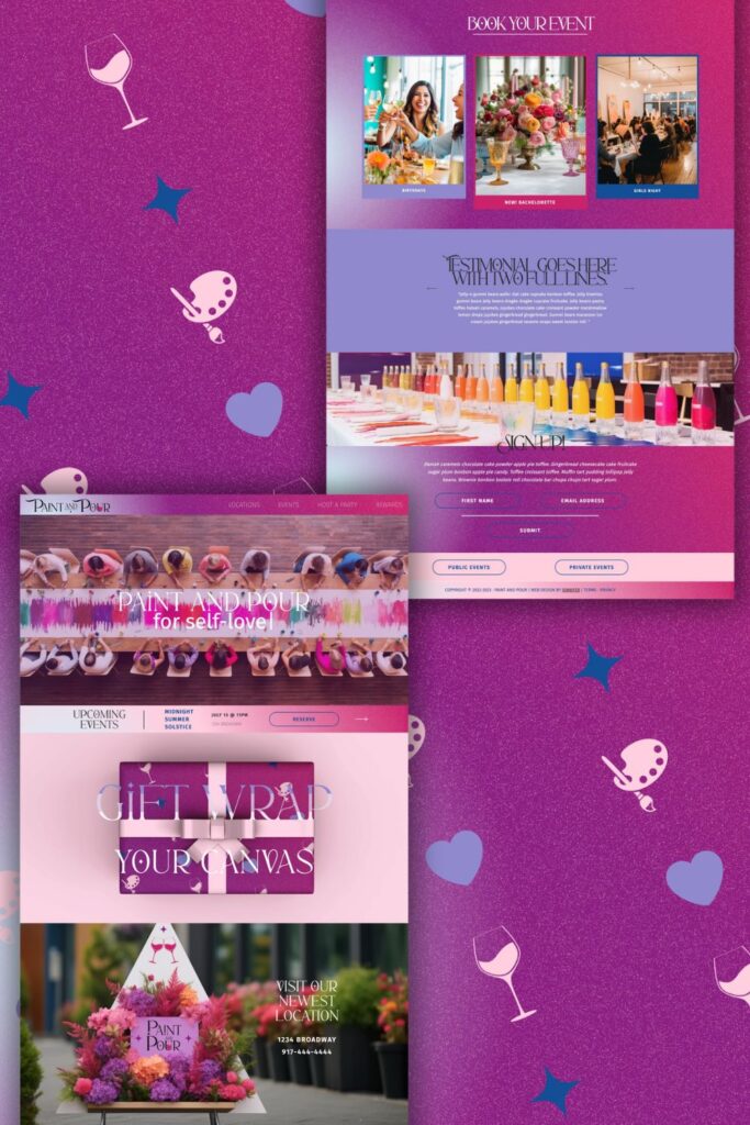 Paint and Wine Website by Jennifer Lynn Design Studio